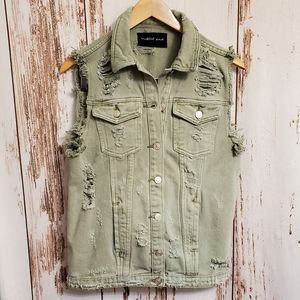 🌹5/$25 Sale Mustard Seed distressed vest Sage Green Small
